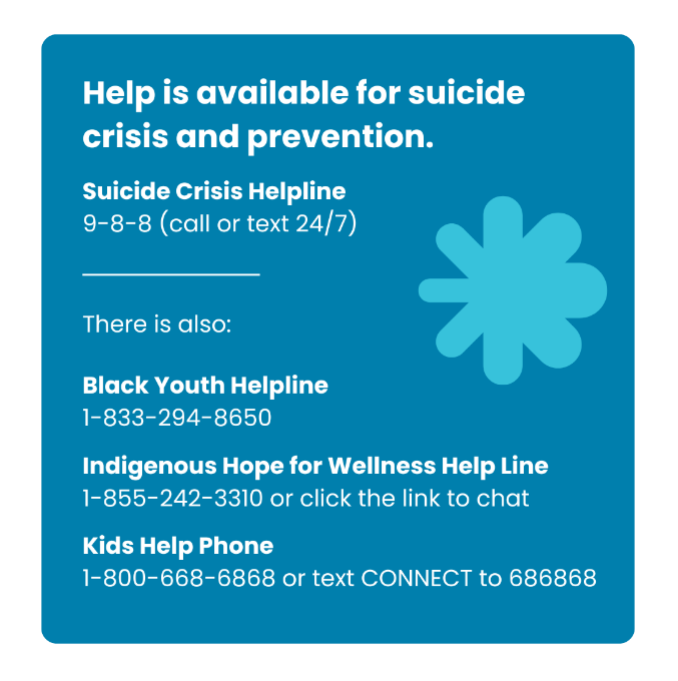 Help is available- for suicide crisis and prevention